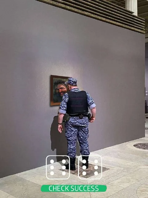 Officer Checks the Painting