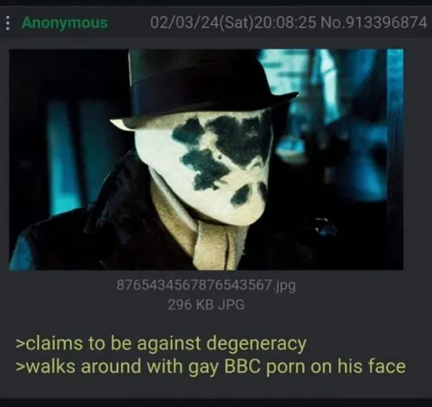 Rorschach Claims to Be Against Degeneracy