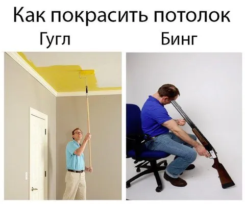 Как покрасить потолок: Гугл и Бинг