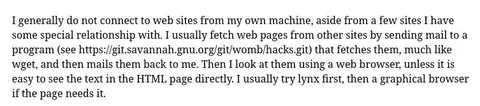 Richard Stallman Web Browsing Method
