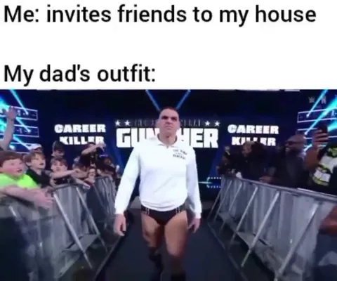 Dad Arrives in His Wrestling Outfit