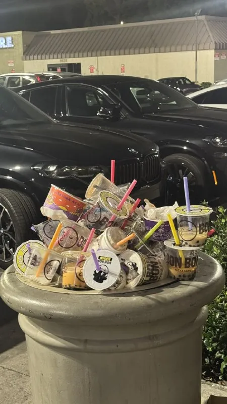 Boba Cups in a Luxury Car Lot