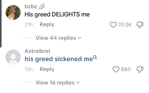 Greed Delights Me vs Sickens Me