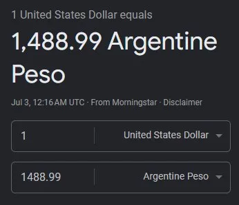 One Dollar Equals 1488 Pesos
