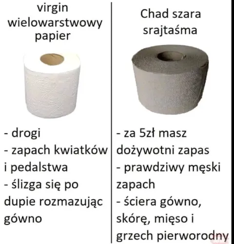 Virgin papier czy Chad srajtaśma
