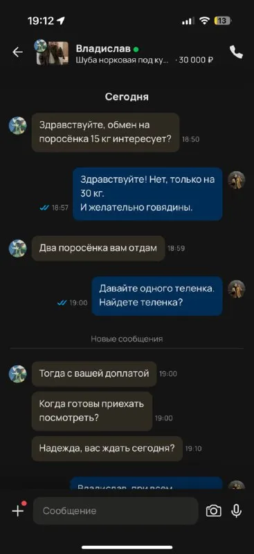 Обмен поросят на теленка