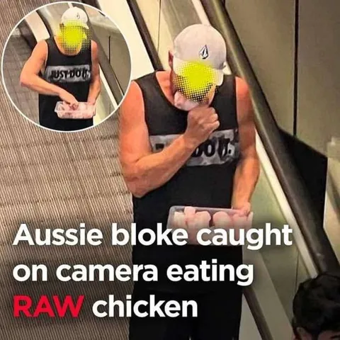 Aussie Bloke Eats Raw Chicken