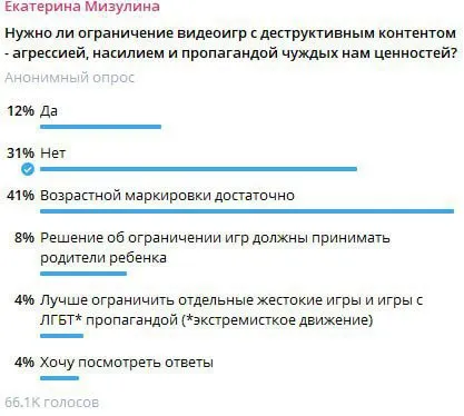 Опрос Екатерины Мизулиной об играх