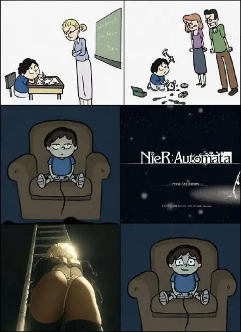 NieR Automata Button Press Reaction