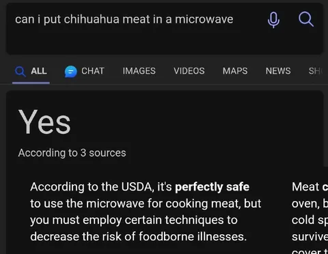 Chihuahua Meat Microwave Search