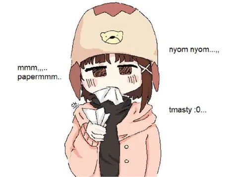 Girl Eating Paper Tissues