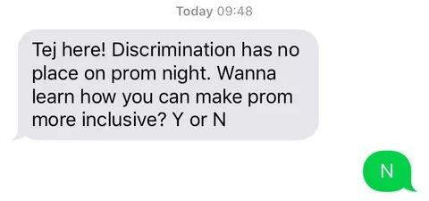 Prom Night Discrimination Text