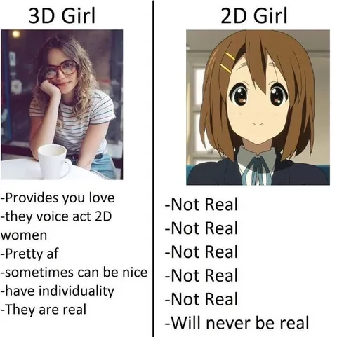 3D Girl vs 2D Girl