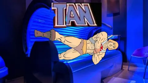Muscle Man Gets a Tan