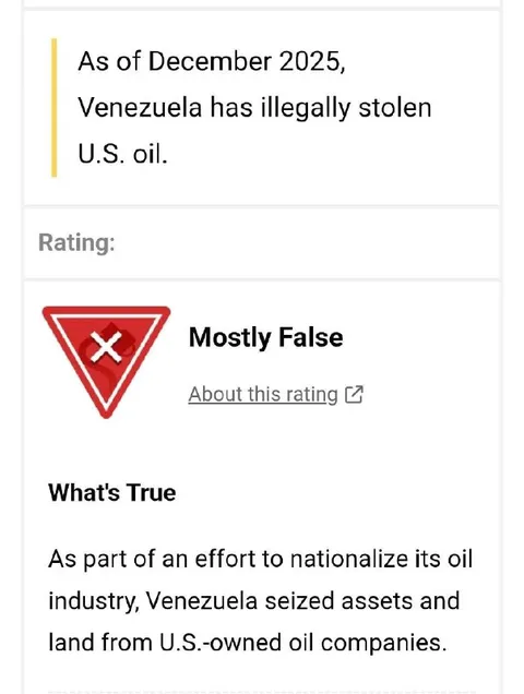 Venezuela Oil Claim Fact Check