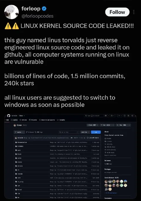 Linux Kernel Source Code Leaked