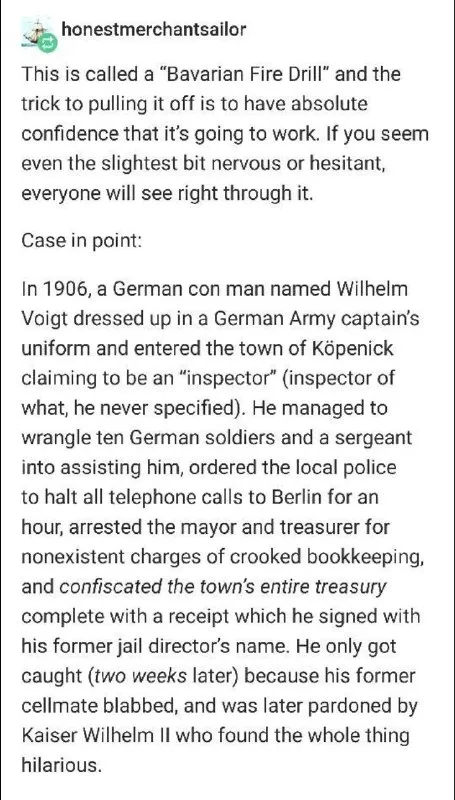The Bavarian Fire Drill