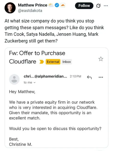Spam Reaches Cloudflare CEO