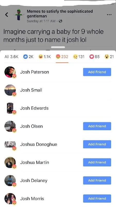 Imagine Naming Your Baby Josh