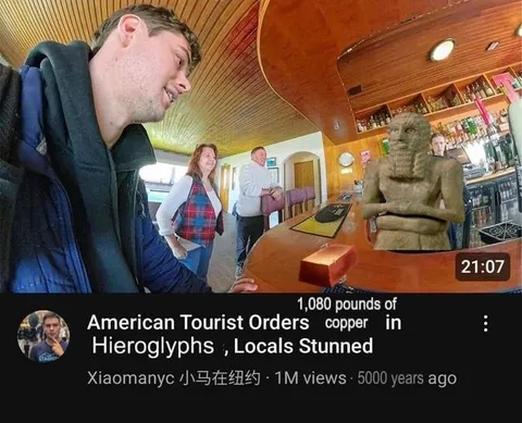 American Tourist Orders Copper in Hieroglyphs