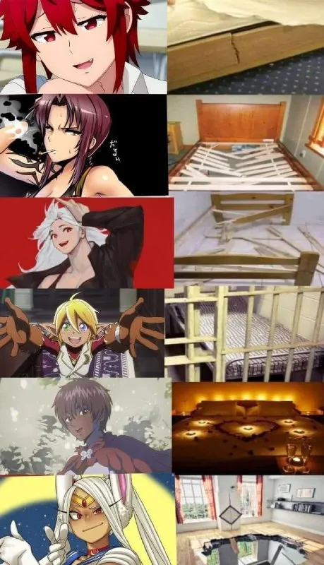 壊れたベッドを見たアニメキャラ
