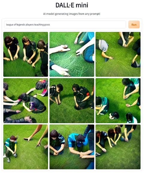 League Players Touching Grass