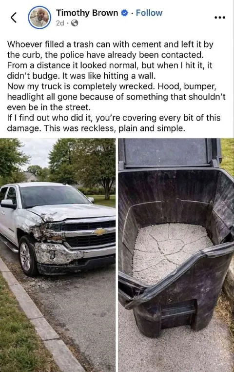 Concrete-Filled Trash Can Crash