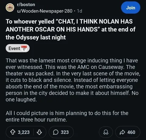 Nolan Oscar Heckler at The Odyssey
