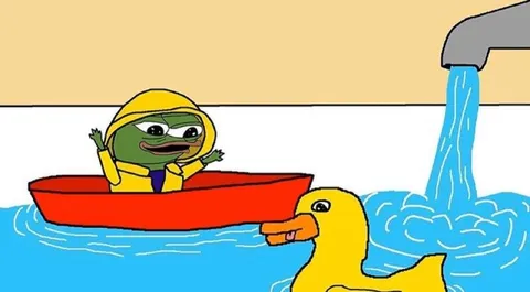 Пепе плывёт на утке