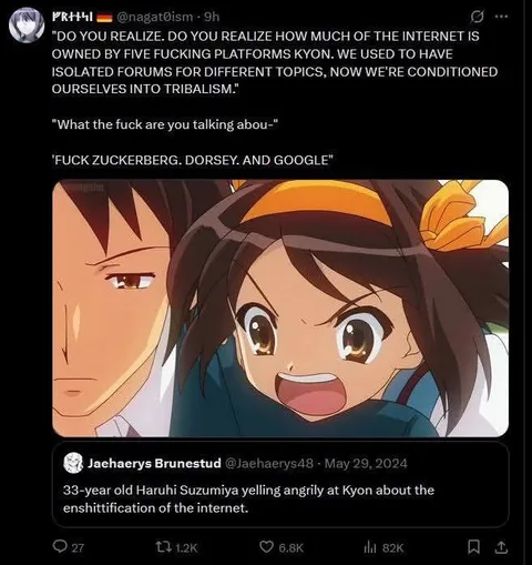 Haruhi Rants About Internet Enshittification