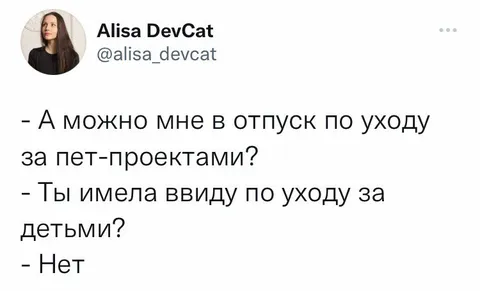 Отпуск по уходу за пет-проектами