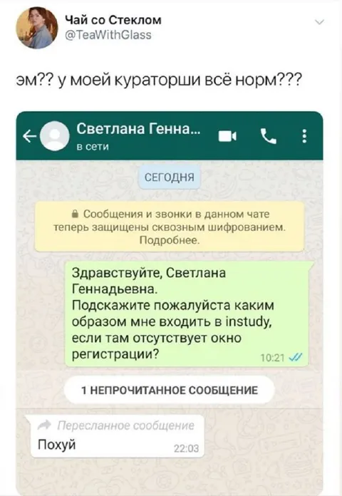 Кураторша ответила на вопрос