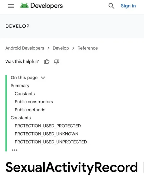 SexualActivityRecord Android Class