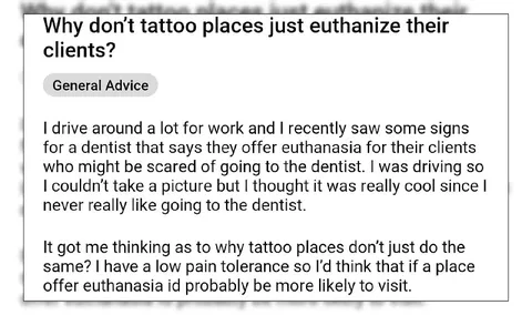 Tattoo Places Should Euthanize Clients