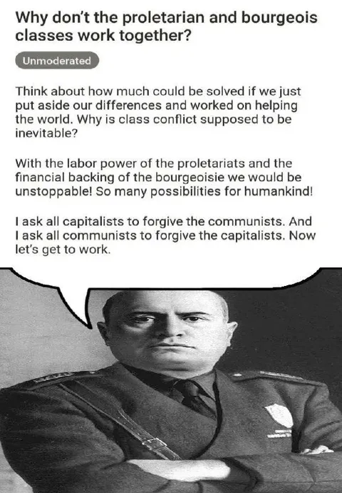 Mussolini Advocates Class Cooperation