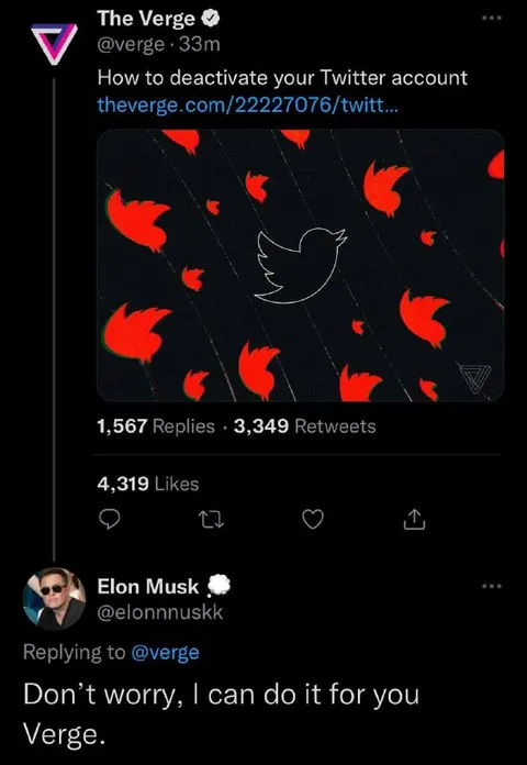 Elon Musk Deactivates Twitter for The Verge