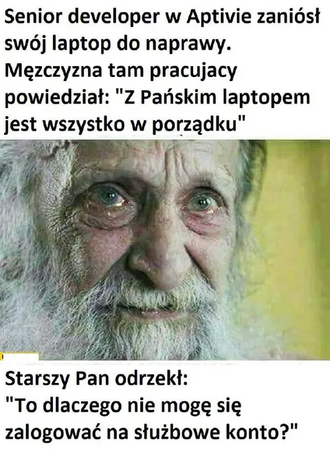 Senior developer i laptop służbowy
