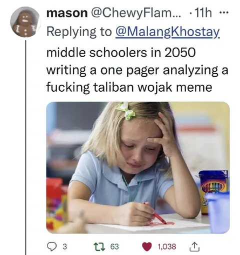Middle Schoolers Analyzing Taliban Wojak