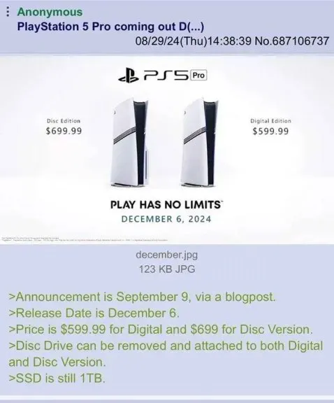 PlayStation 5 Pro Announcement Leak