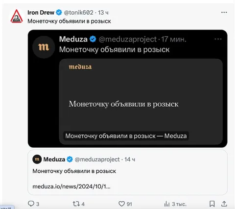 Монеточку объявили в розыск