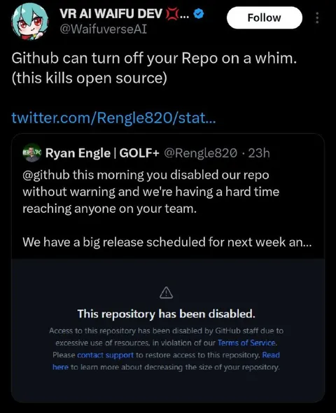 GitHub Disables Repository Without Warning