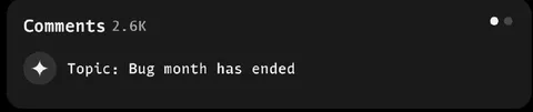Bug month has ended