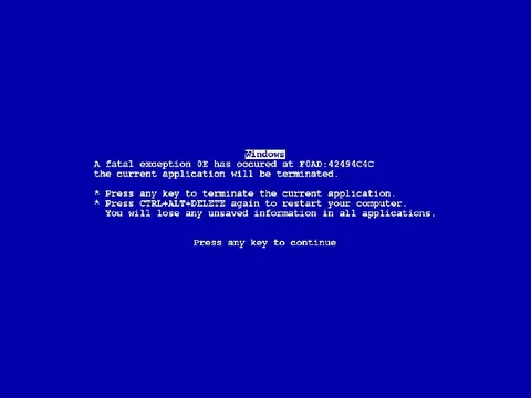 Windows Fatal Exception Screen