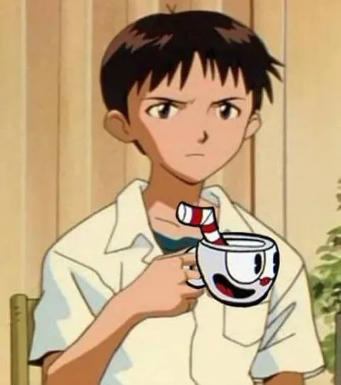 Шинджи с кружкой Cuphead