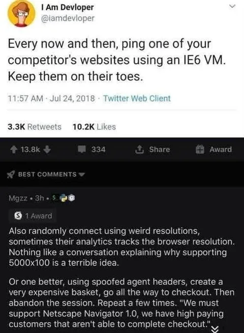 Ping Competitors with IE6
