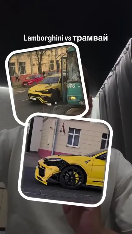 Lamborghini против трамвая