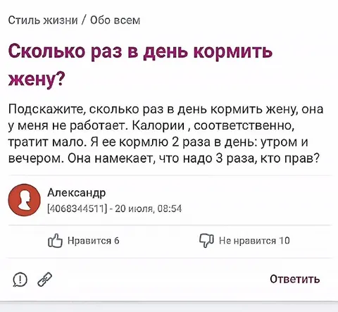 Сколько раз кормить жену