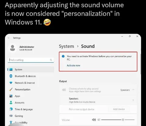 Windows Volume Personalization Joke