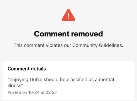 Dubai Comment Removed