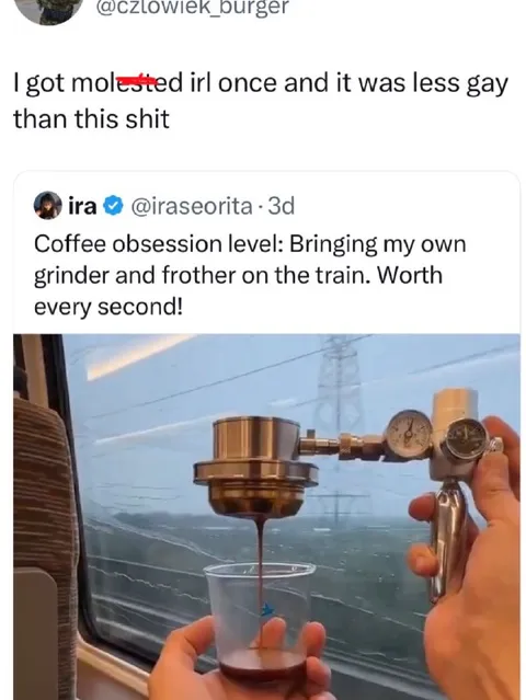 Train Coffee Brewing Tweet